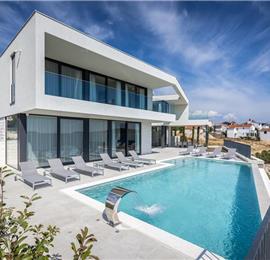 3 x 5 bedroom seafront villa with heated infinity pool near Rogoznica, sleeps 10